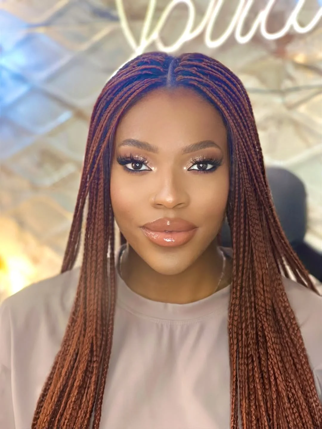 chestnut summer hair color for dark skin 2026 Cinnamon Chestnut Braids With Warm Copper Glow