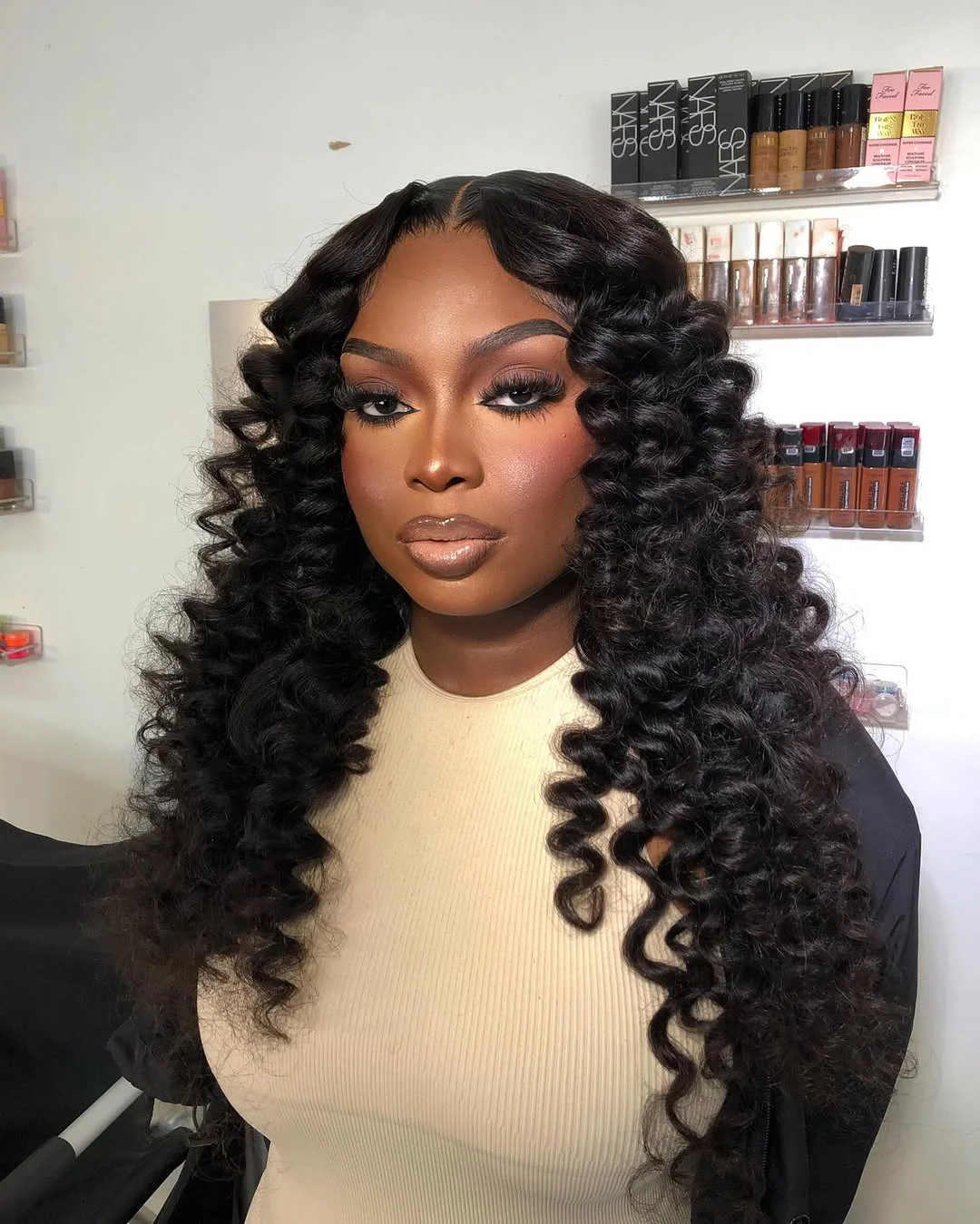 chestnut summer hair color for dark skin 2026 Glossy Midnight Chestnut Spiral Curls