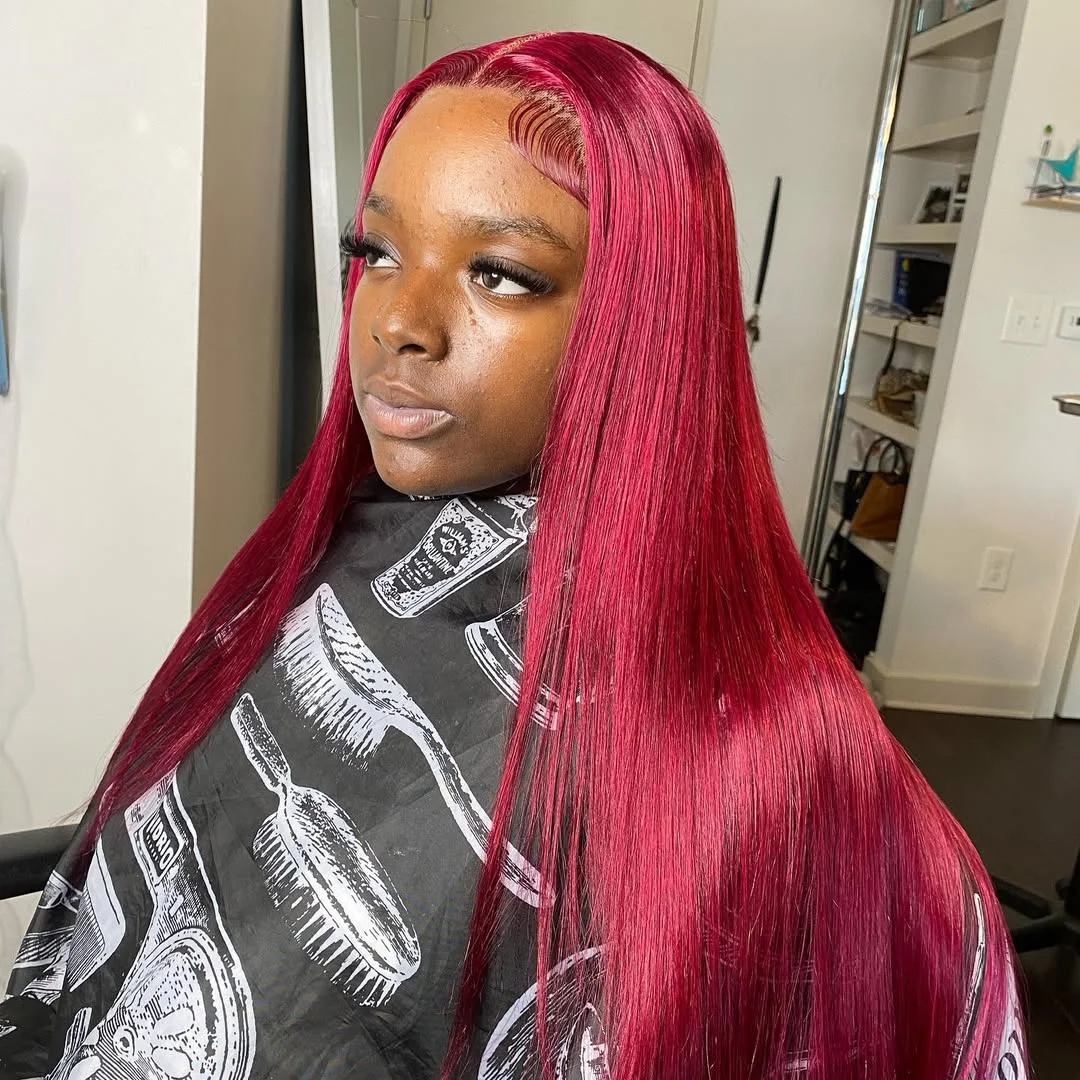chestnut summer hair color for dark skin 2026 Cherry Chestnut Silk Press With Bold Summer Energy
