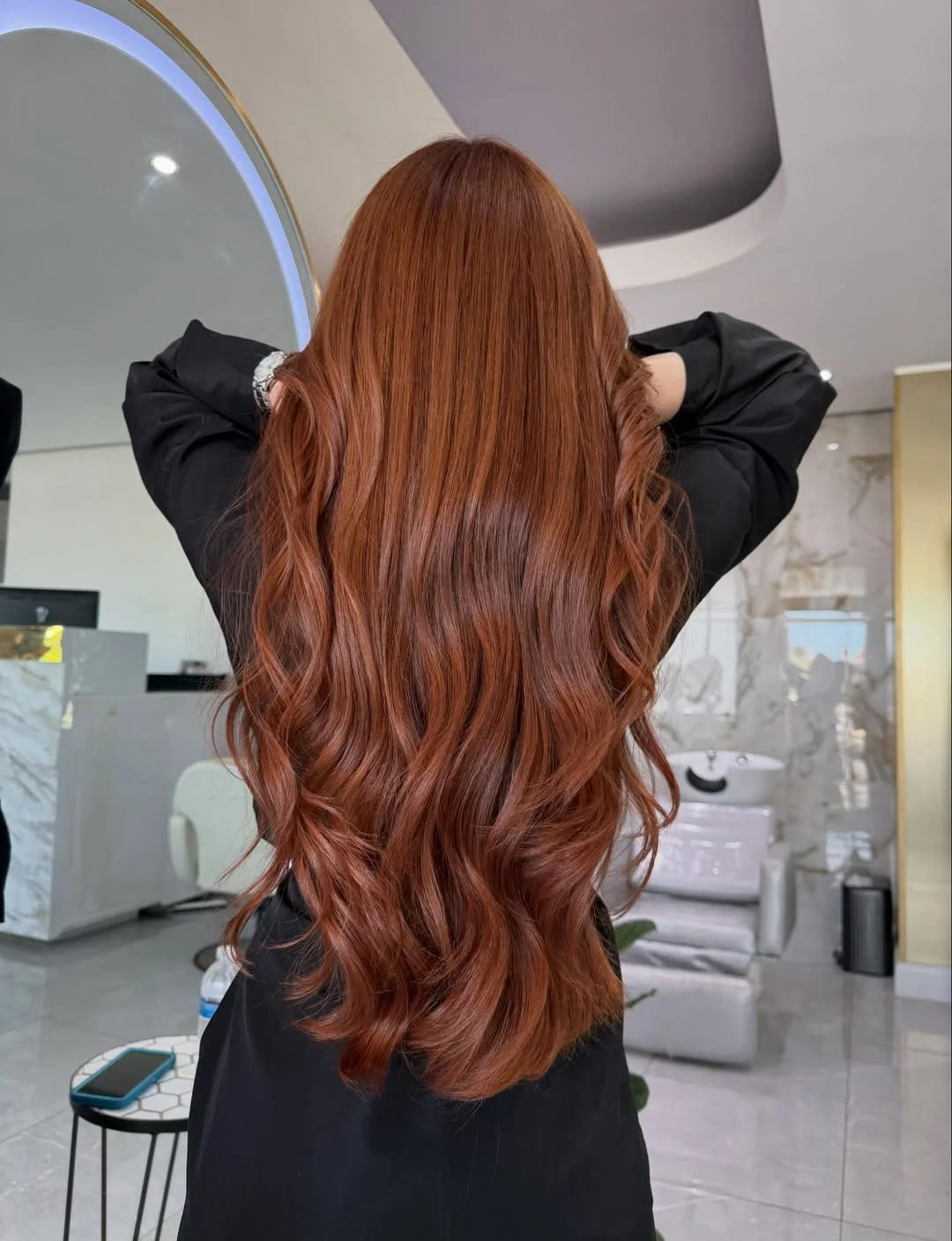 copper summer hair color for light skin 2026 Rich Mocha Copper Waves With Soft Luxury Shine