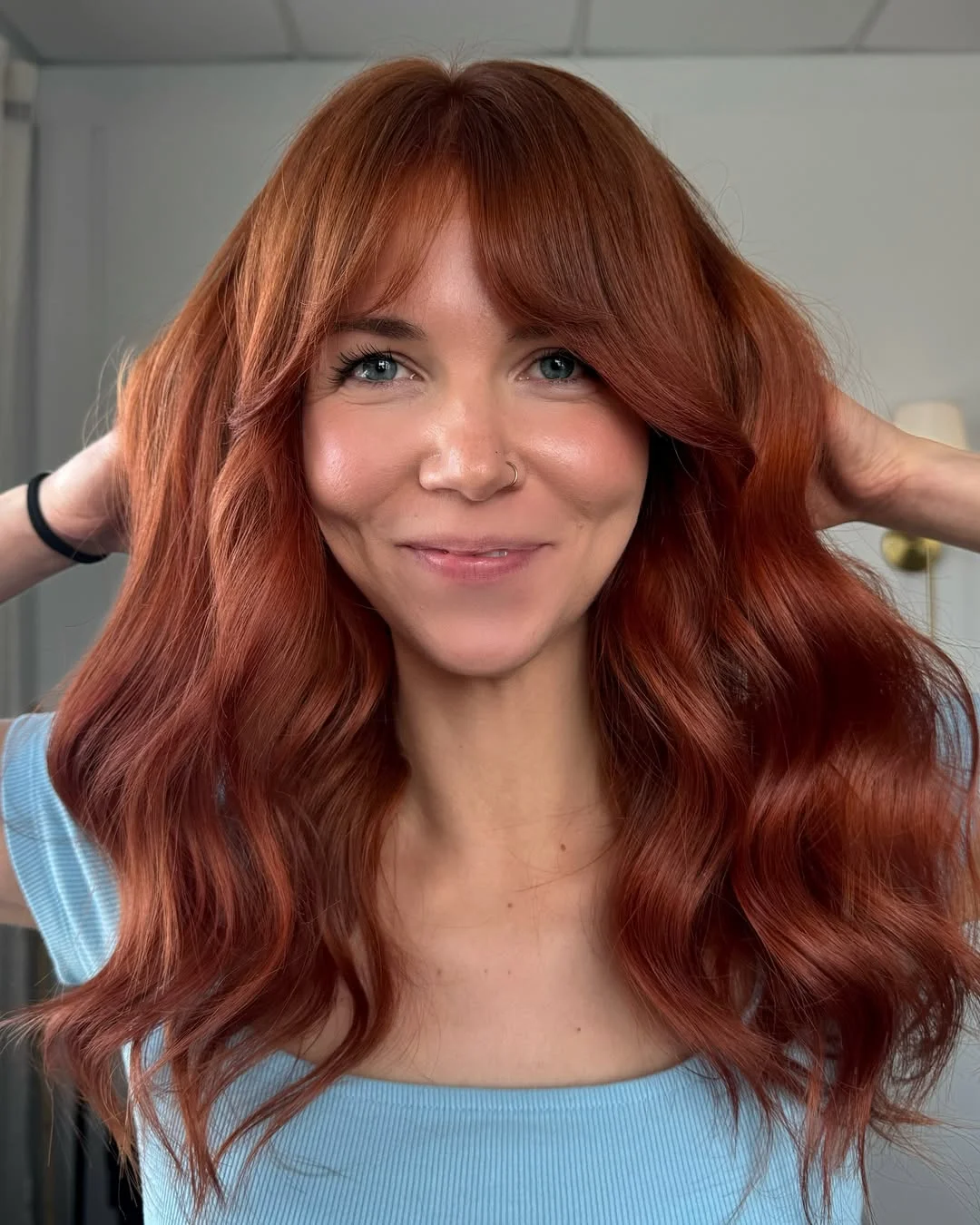 copper summer hair color for light skin 2026 Rich Auburn Copper Waves With Cool-Girl Texture