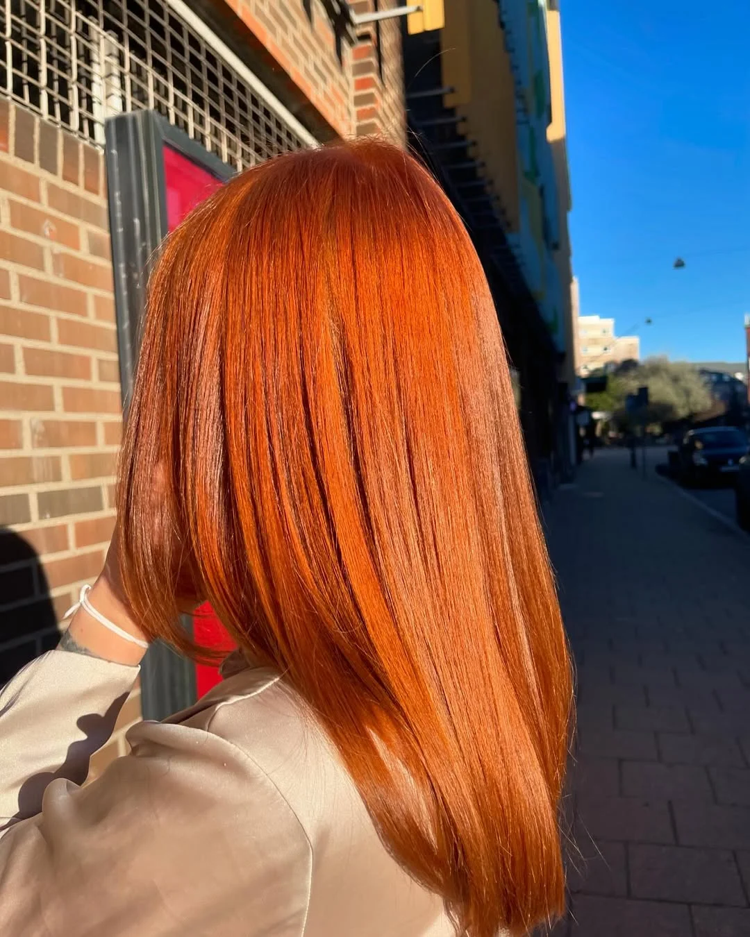 copper summer hair color for light skin 2026 Glassy Sunset Copper With Sleek Straight Finish