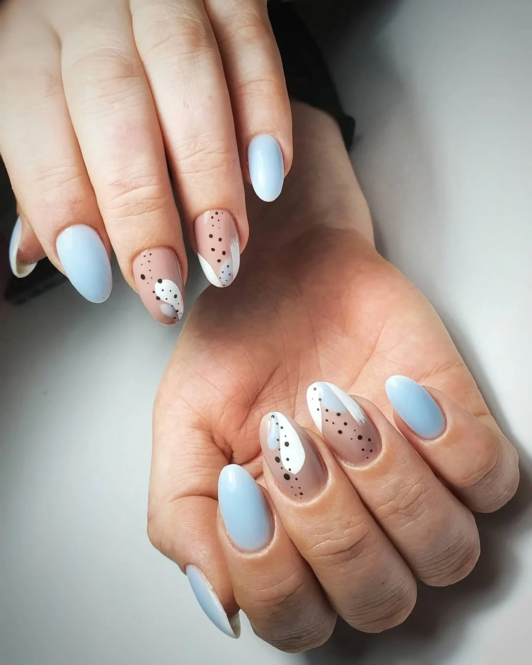 funky summer nails 2026 Abstract Sky Blue Elegance