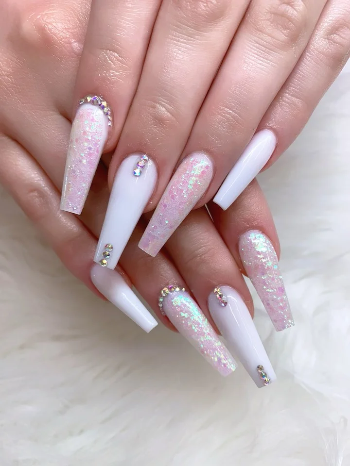 funky summer nails 2026 Ice Princess Sparkle with Maximum Glamour