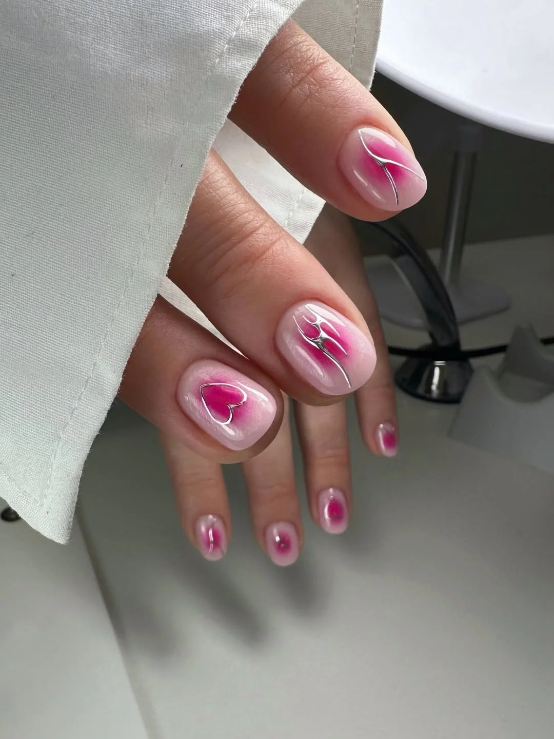 funky summer nails 2026 Modern Pink Hearts with a Y2K Twist