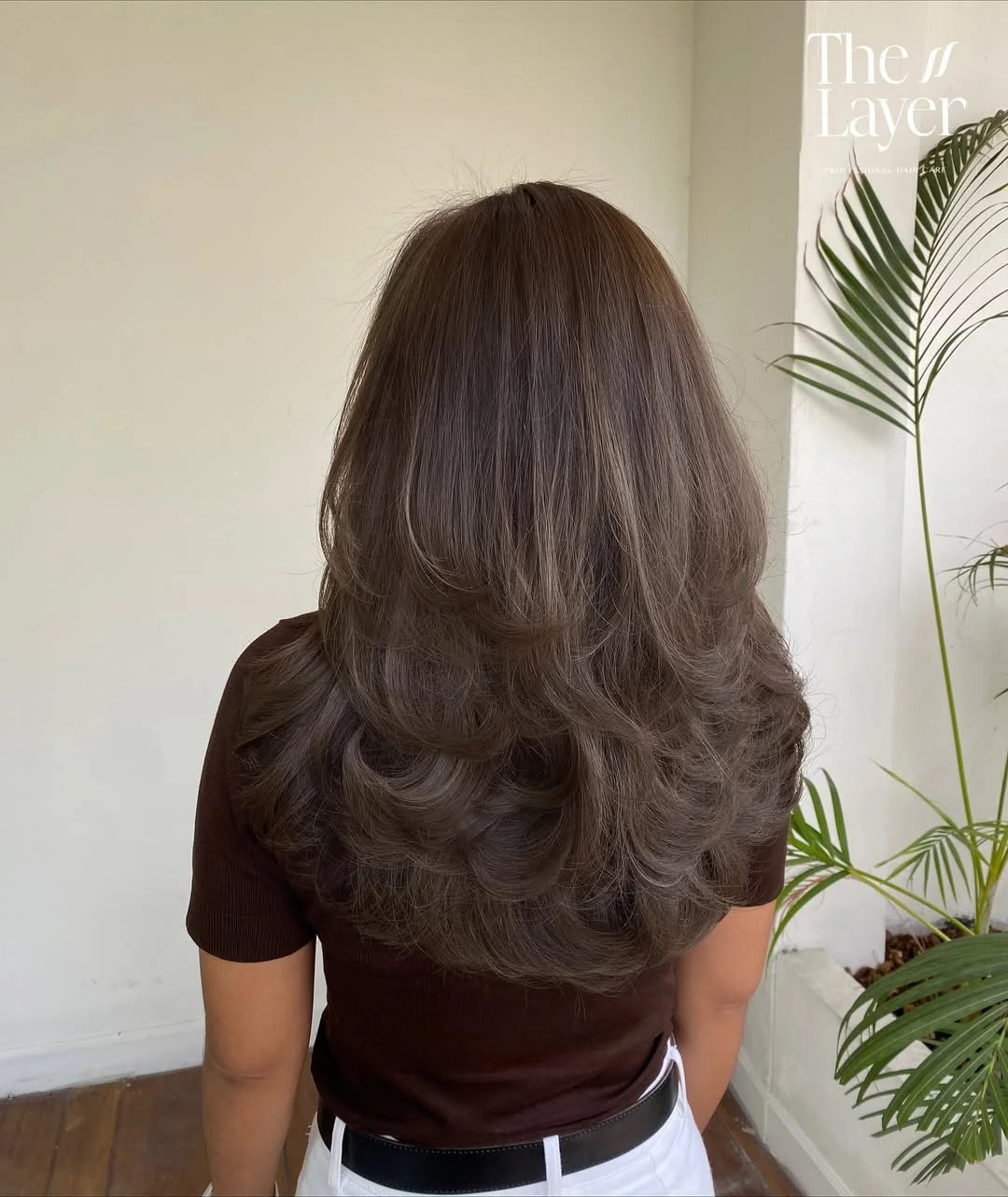 glossy summer hair color for brown skin 2026 Espresso Brunette With Glossy Air-Dried Volume