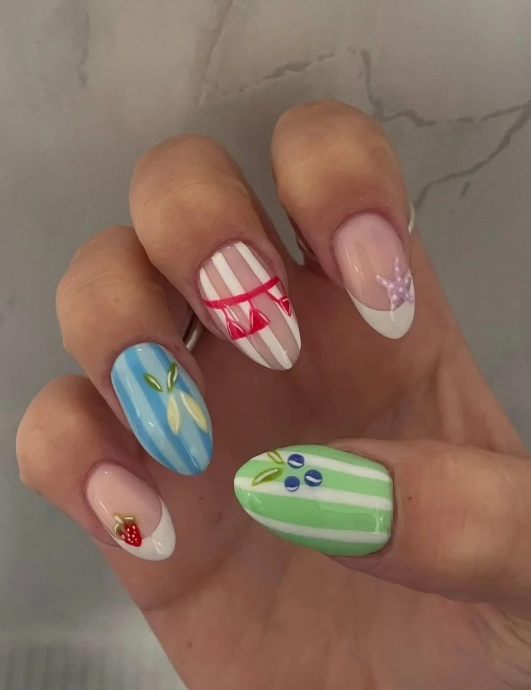 June Nail Colors ideas Pastel Picnic Nails With Playful Retro Charm