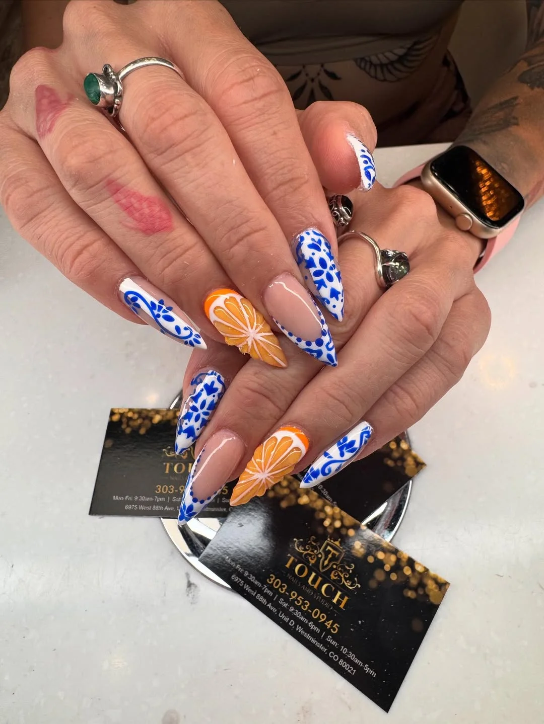 June Nail Colors ideas Mediterranean Blue And Orange Nails Inspired By Summer Getaways