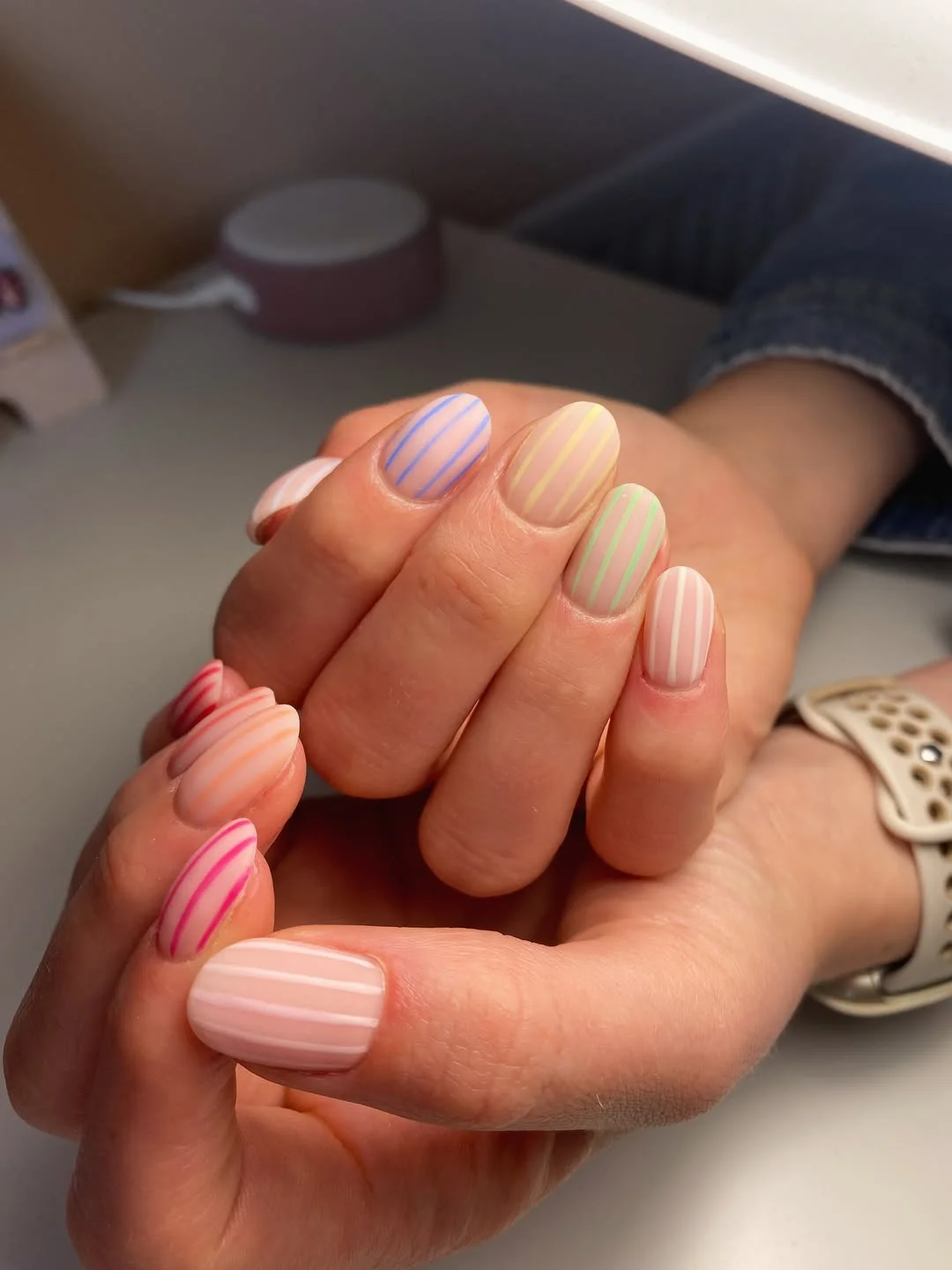 June Nails Ideas 2026 Pastel Stripe Nails
