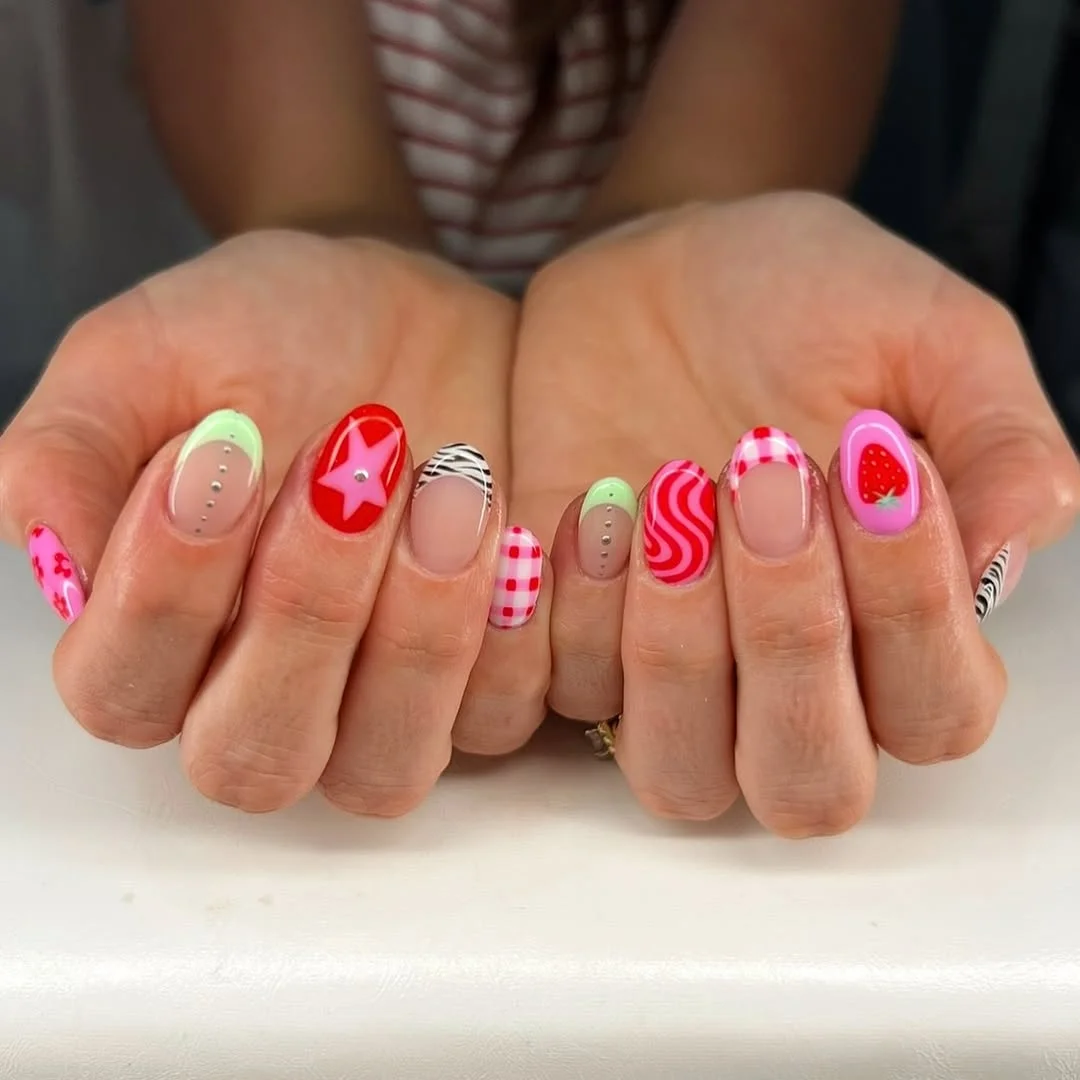 June Nails Ideas 2026 Mixed Pattern Pop Art Nails