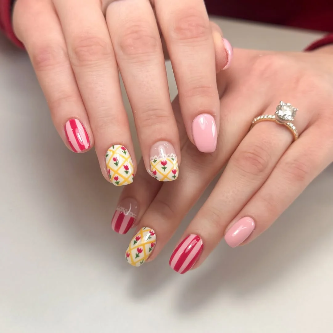 June Nails Ideas 2026 Vintage Picnic Nails