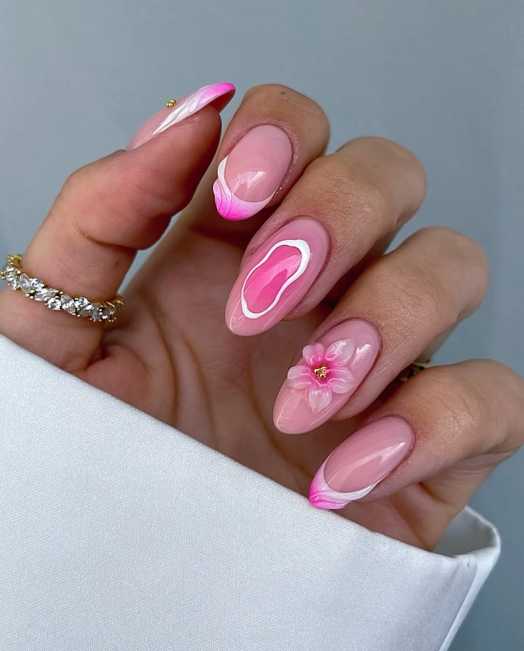June Nails Ideas 2026 Soft Floral French Tips