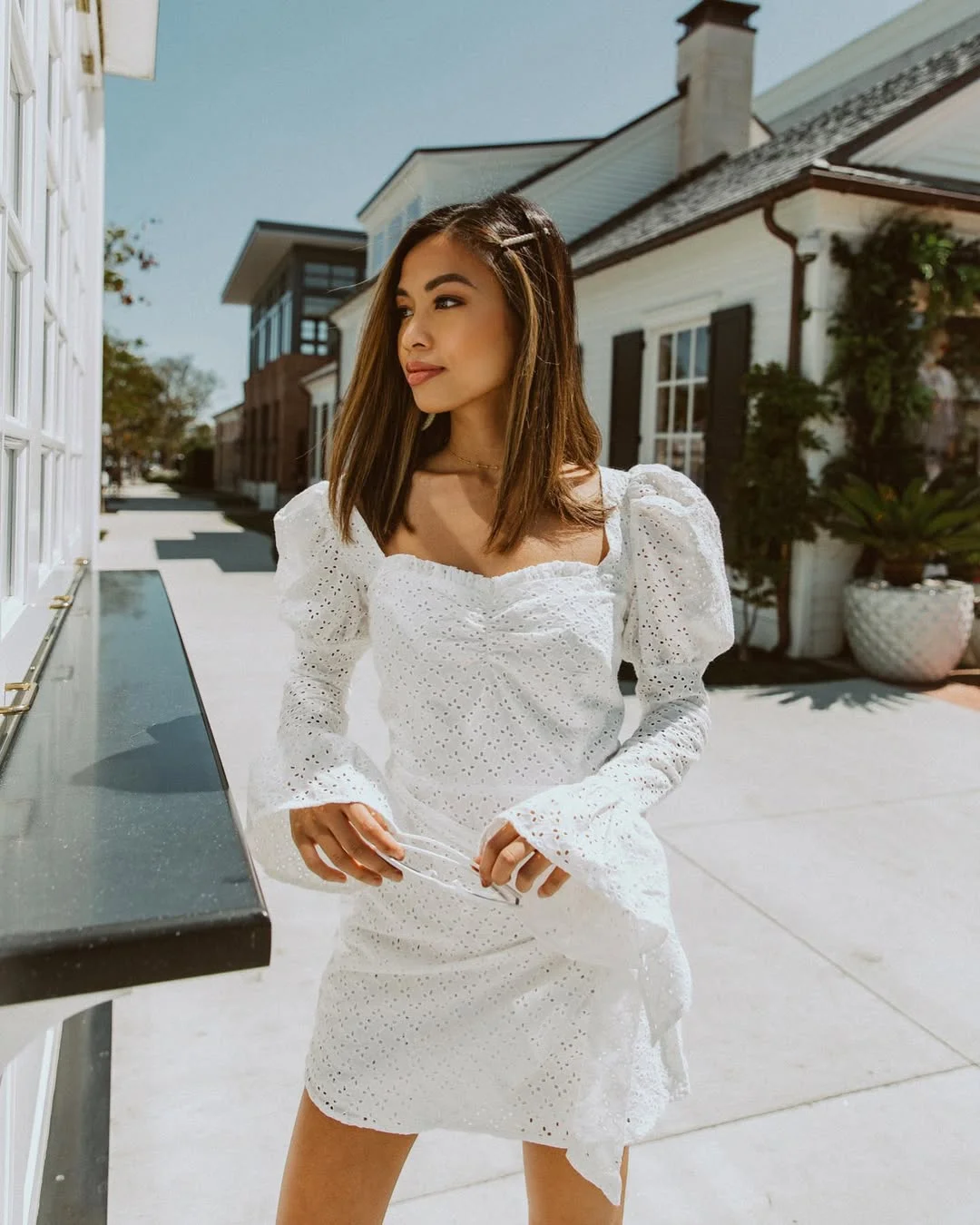 June Outfits Ideas for women 2026 White Eyelet Dresses That Always Feel Like June
