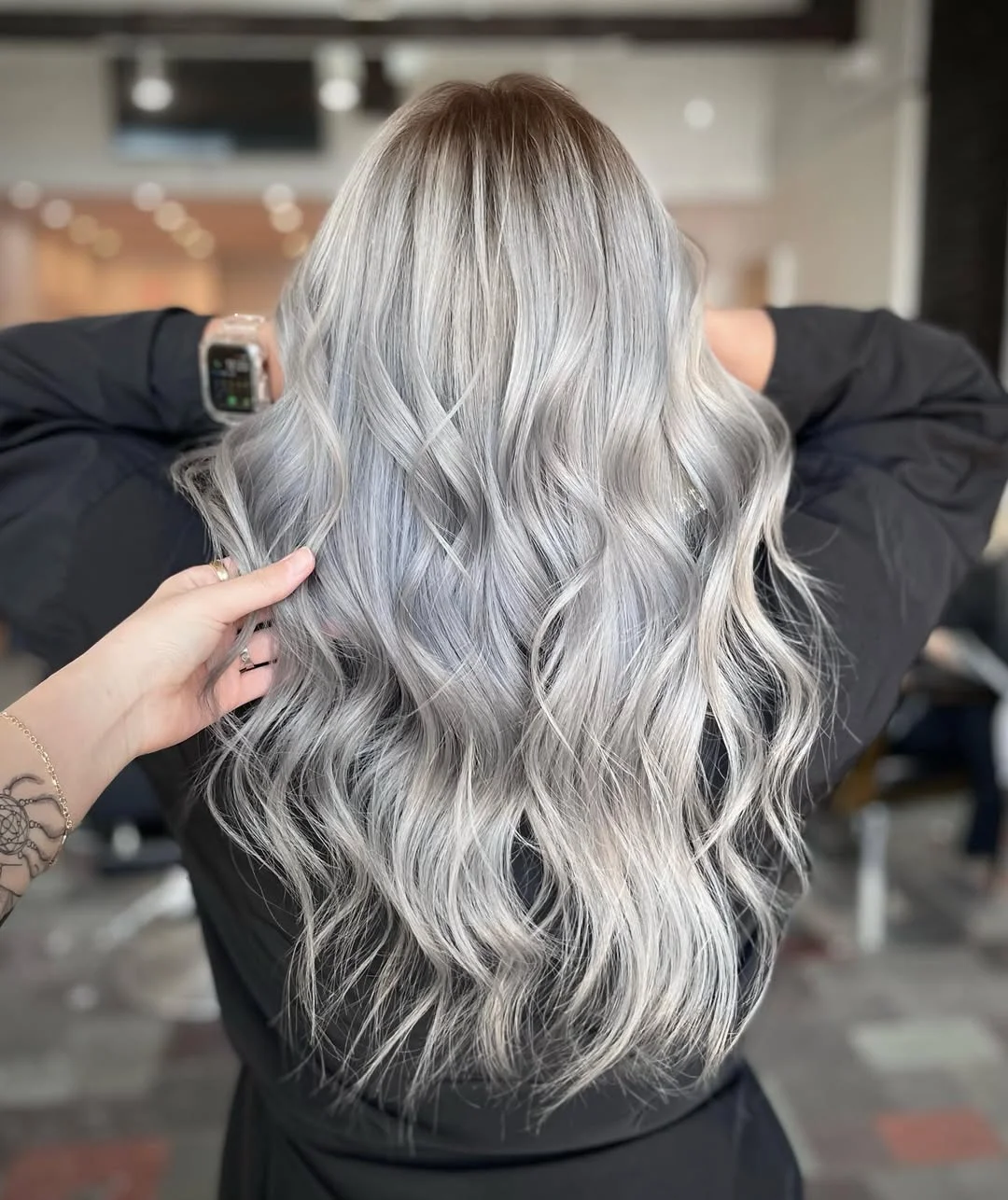 light summer ash blonde hair color 2026 Silver Pearl Ash Blonde With Soft Glam Waves