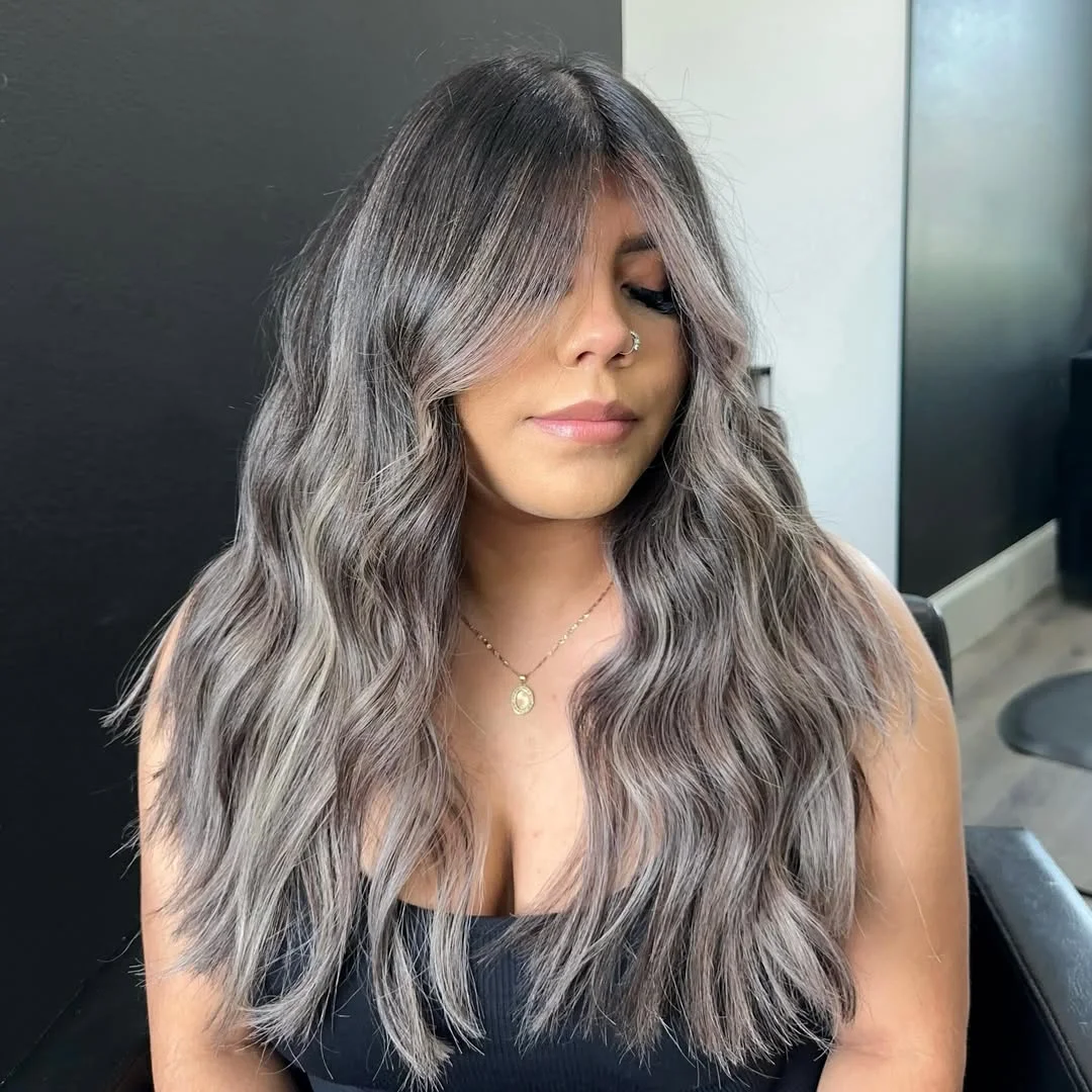 light summer ash blonde hair color 2026 Smoky Taupe Ash Blonde With Curtain Fringe