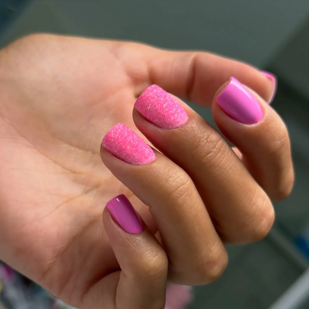 light summer nails 2026 Soft Barbie Pink Sugar Nails With Velvet Sparkle