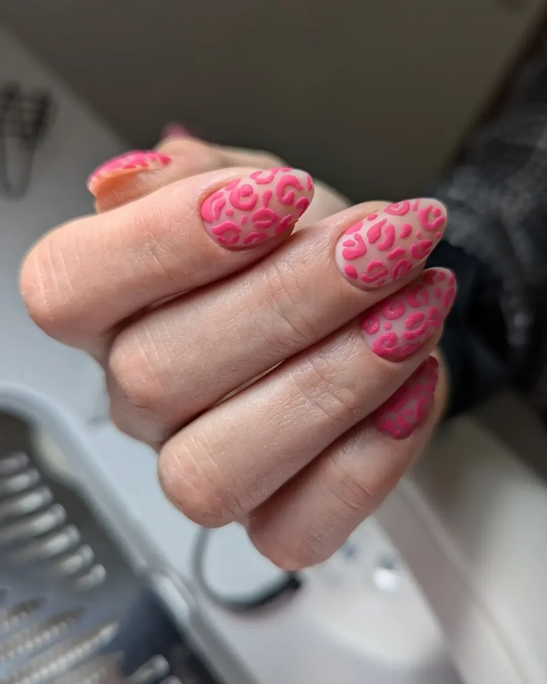 light summer nails 2026 Matte Pink Leopard Nails for Bold Girly Summer Style