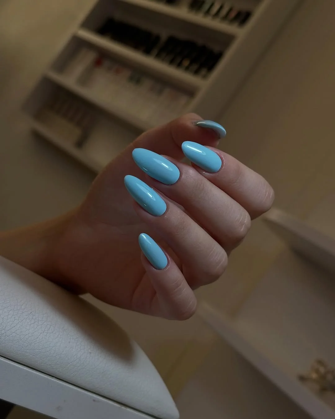 light summer nails 2026 Baby Blue Almond Nails for a Calm Coastal Summer