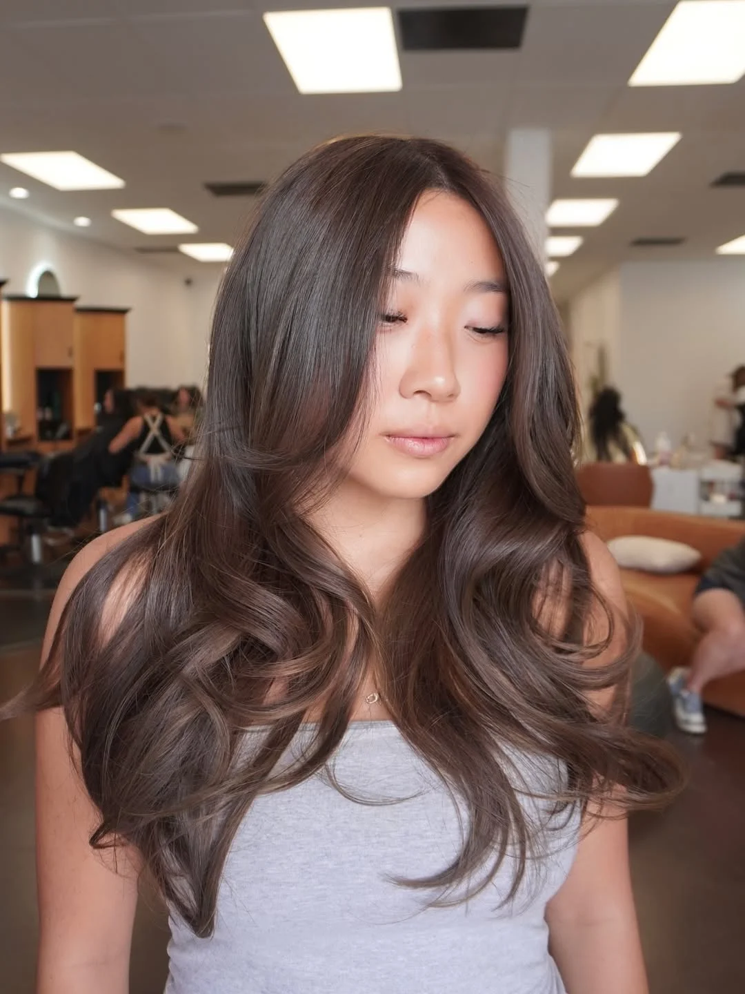 lived-in summer ash brown hair color 2026 Soft Mocha Layers With Lived-In Movement