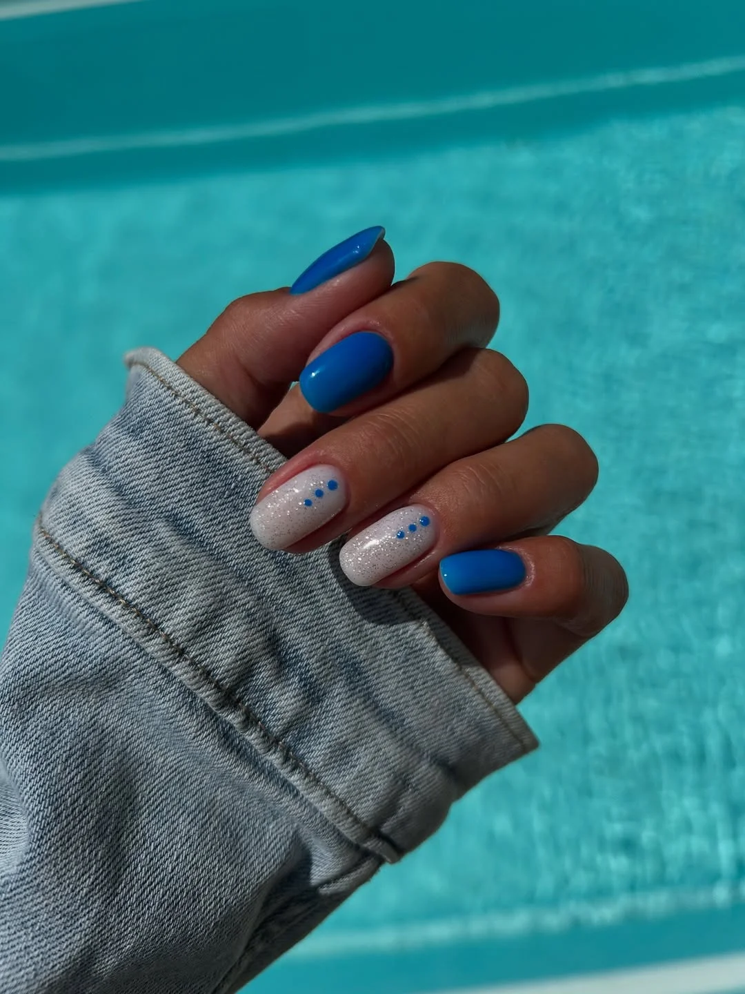 neon summer nails 2026 Electric Blue Nails With Minimal Dot Details