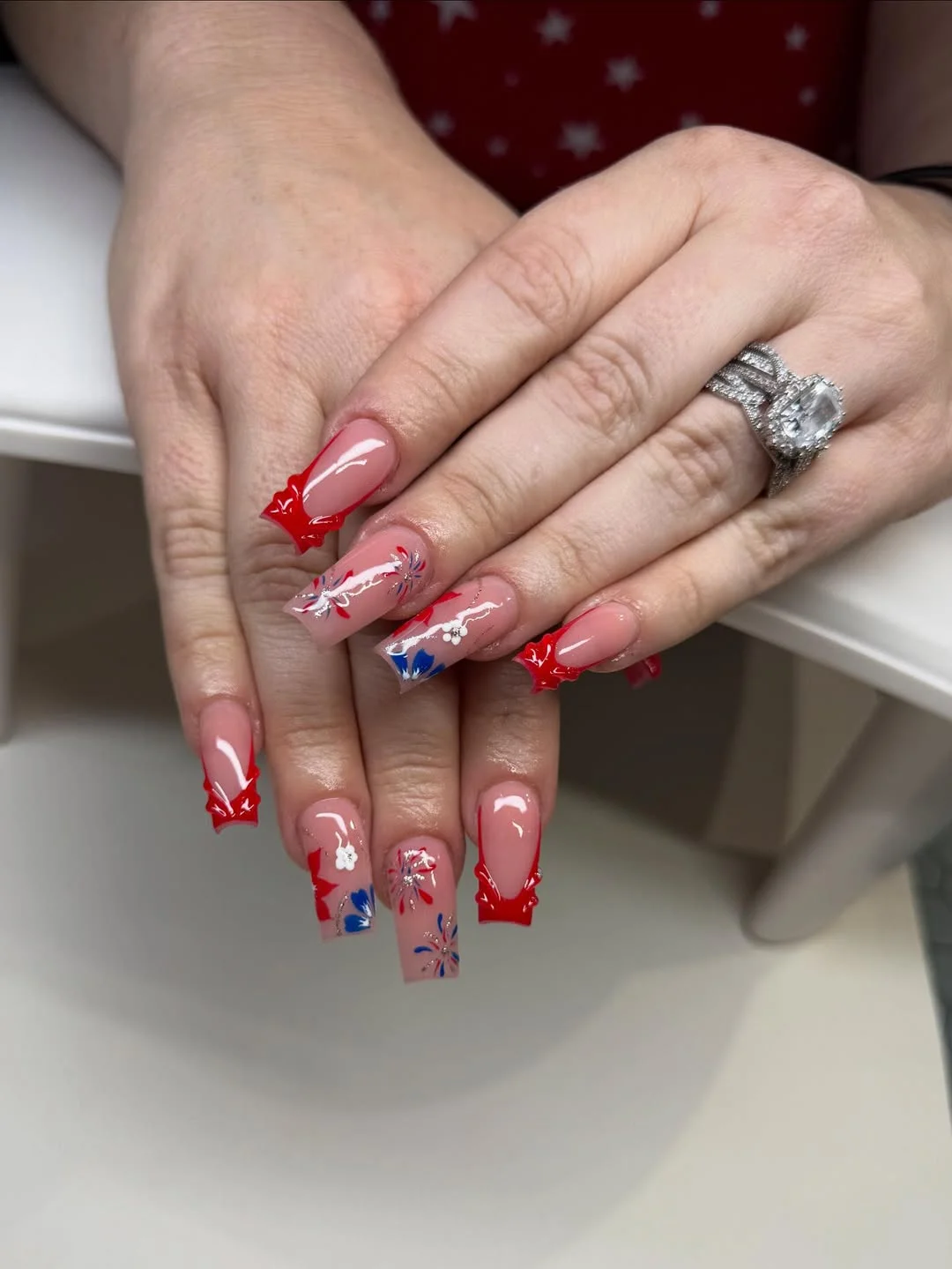 patriotic nails 2026 Firework Bows and Statement Glam for the Fourth of July