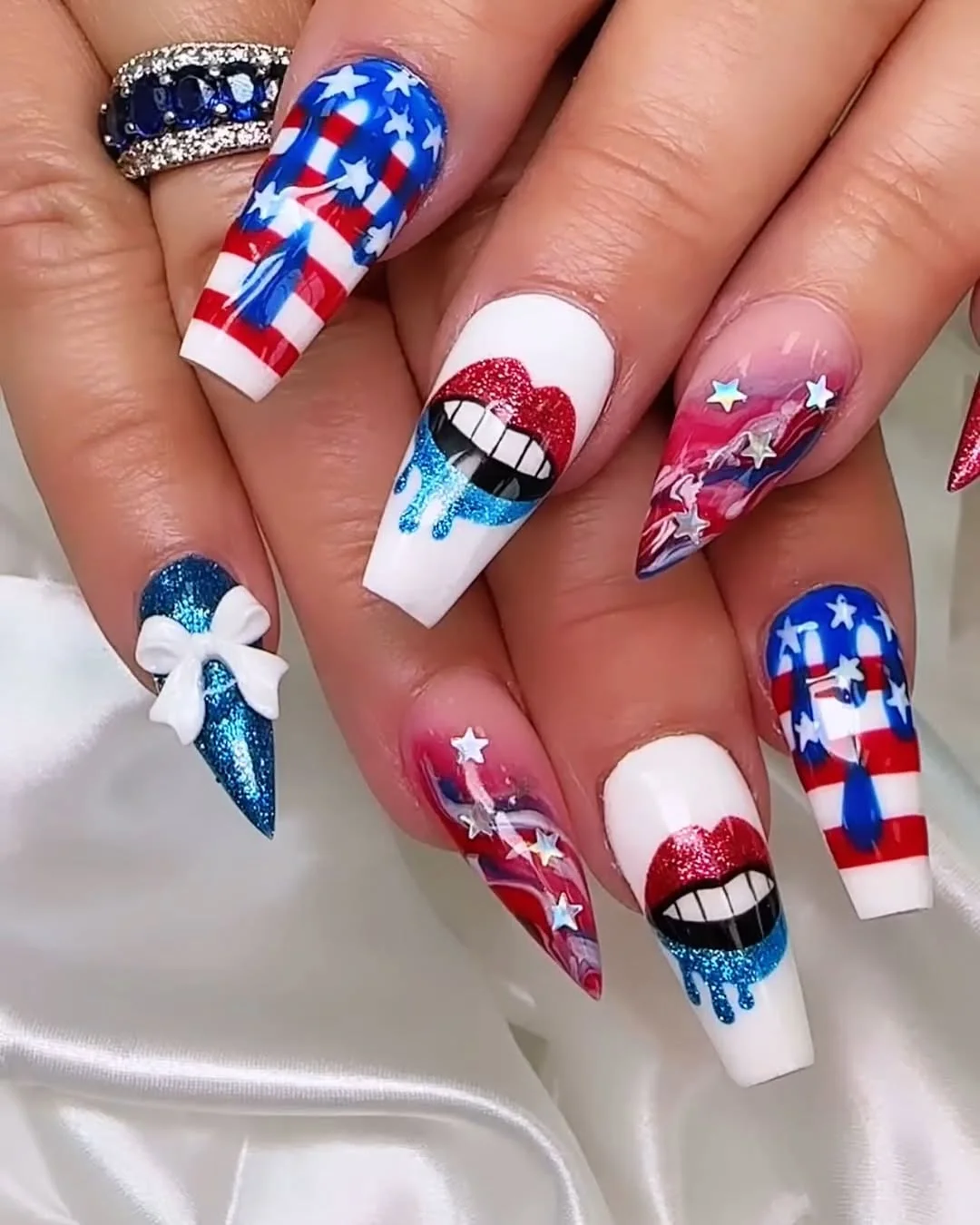 patriotic nails 2026 Maximalist Firework Glam for Statement Lovers
