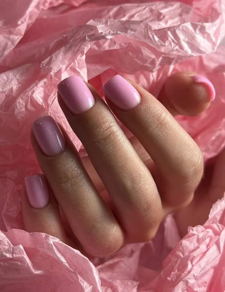 pink summer nails 2026 Glossy Baby Pink Minimal Nails