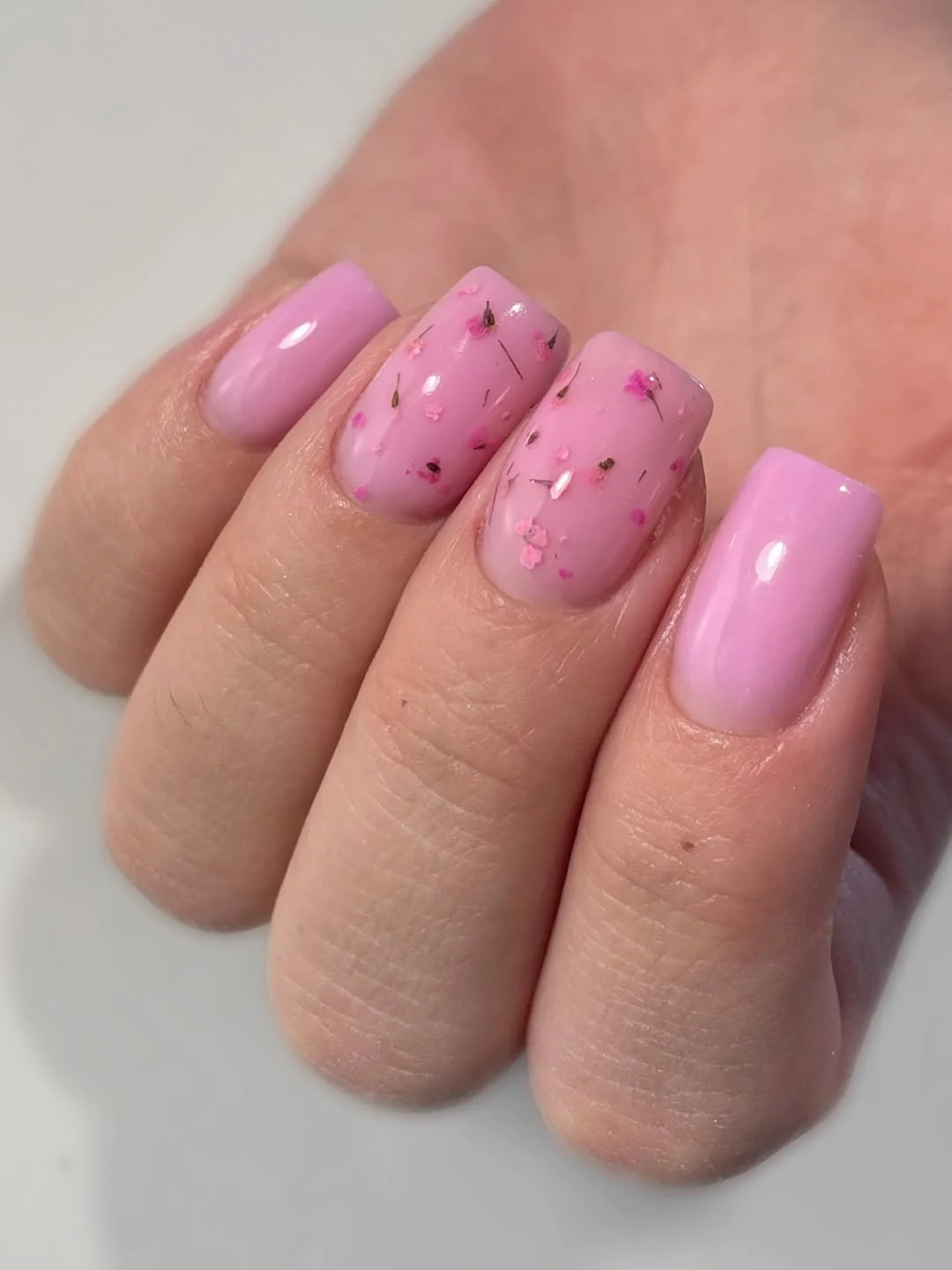 pink summer nails 2026 Soft Botanical Pink Nails With Dried Floral Details