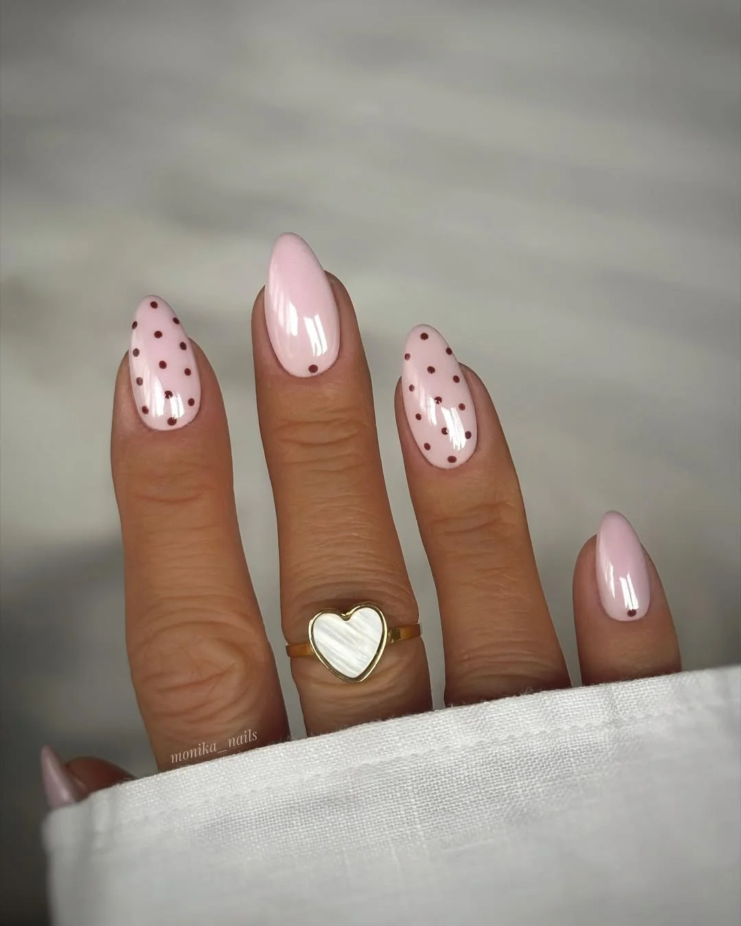 polka dot summer nails 2026 Soft Pink Minimalism With Tiny Berry Dots