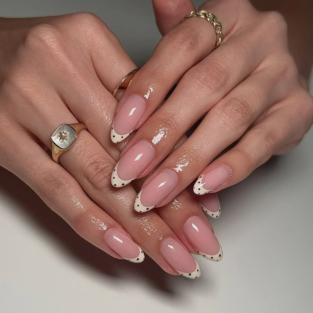 polka dot summer nails 2026 Micro Polka Dot French Tips for Everyday Elegance