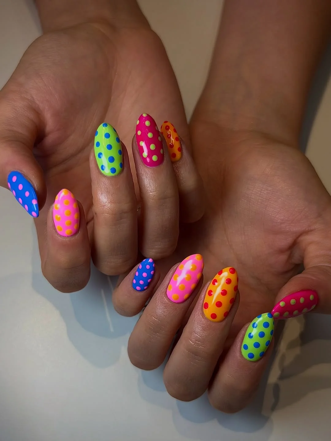 polka dot summer nails 2026 Bright Rainbow Polka Dots for Maximum Summer Fun