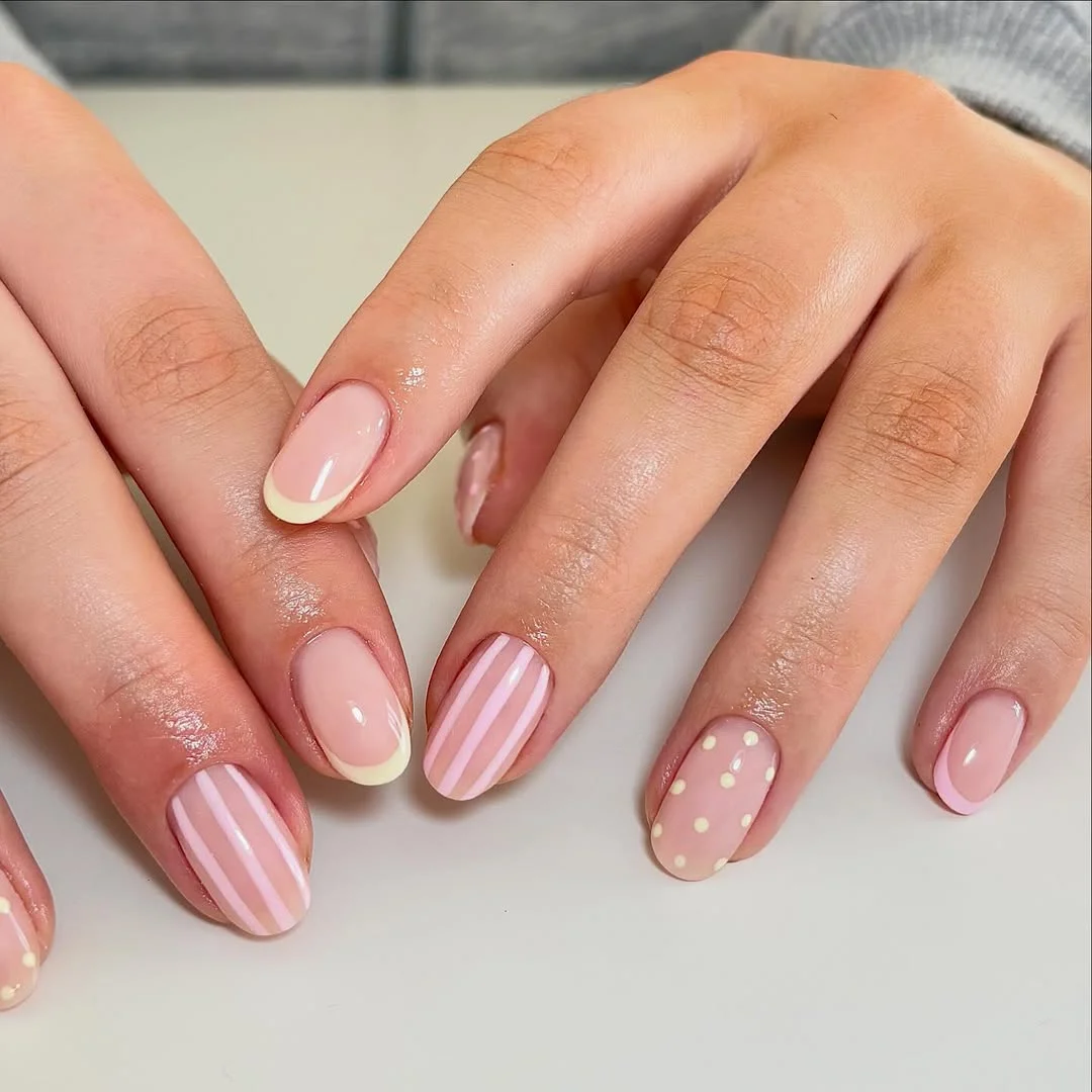 polka dot summer nails 2026 Sweet Candy Pink Mix-and-Match Patterns