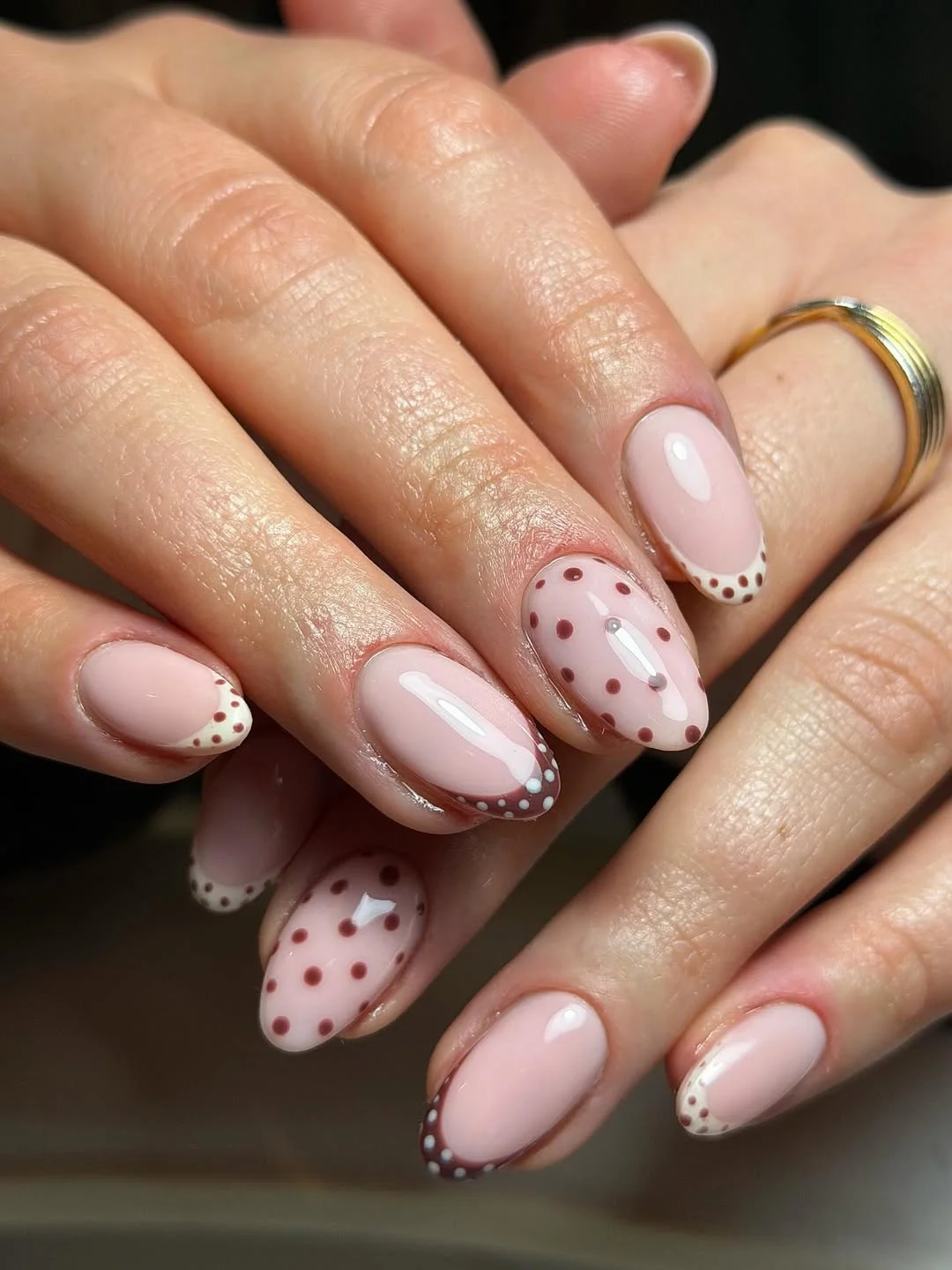 polka dot summer nails 2026 Chocolate Dot French With Vintage Charm