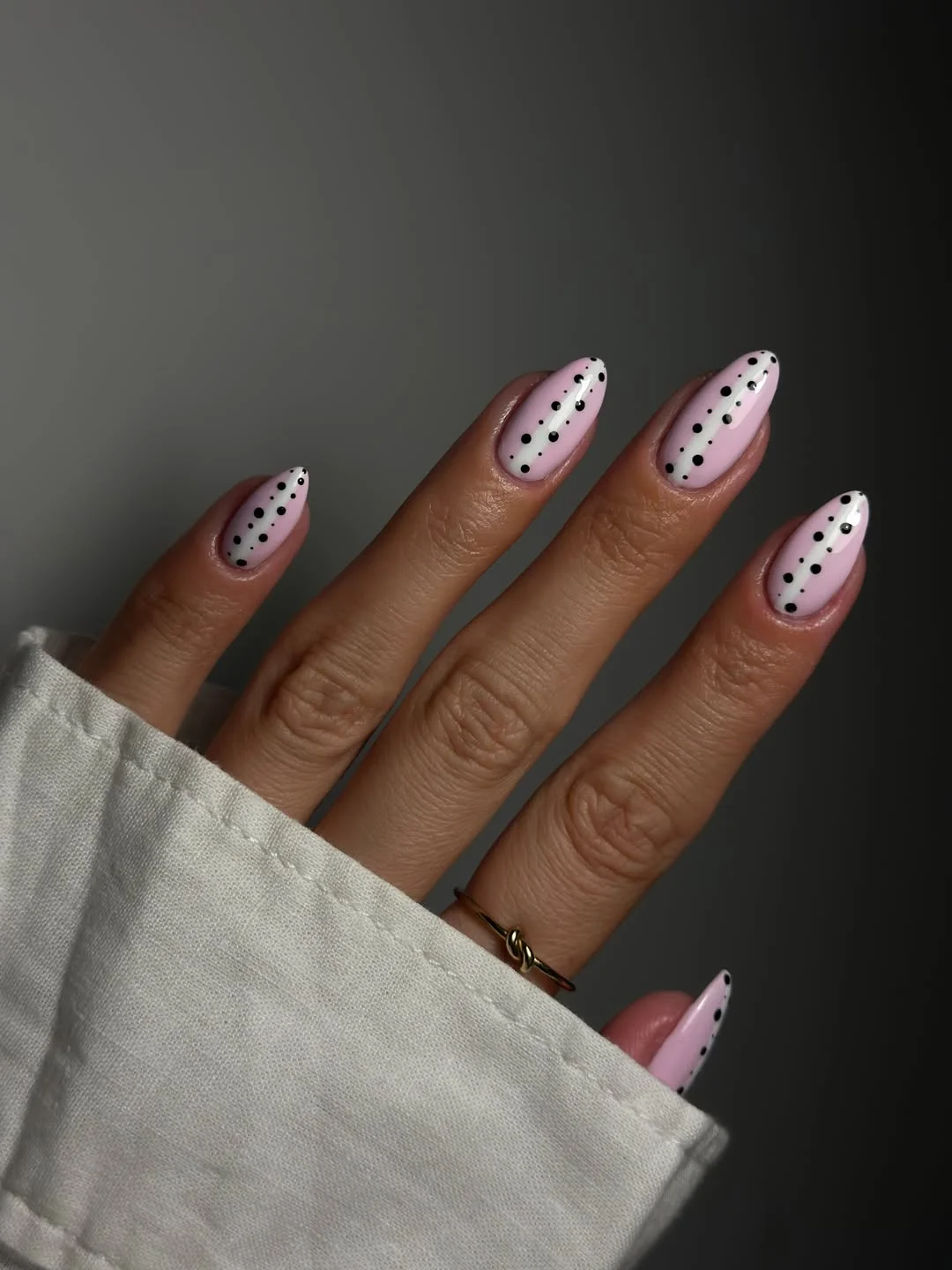 polka dot summer nails 2026 Minimal Black Polka Dots on Milky Pink