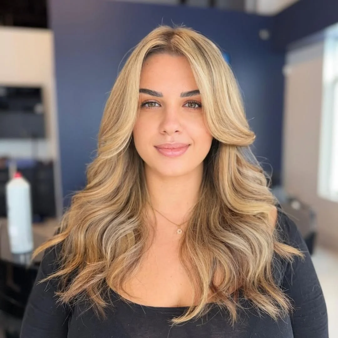 salon summer haircuts for medium hair 2026 Blended Blonde Layers with Soft Face Framing