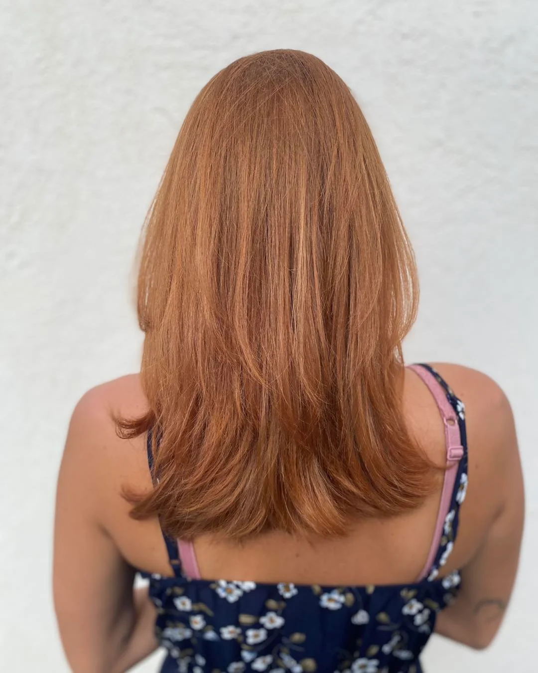 salon summer haircuts for medium hair 2026 Fiery Red Dimension with Layered Movement