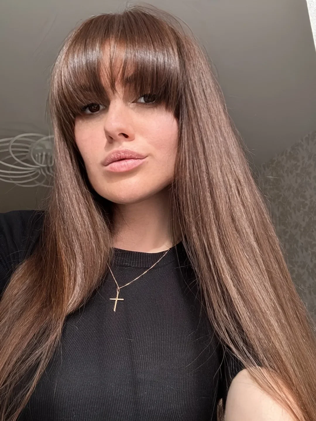 salon summer haircuts with bangs 2026 Glossy Espresso Length With Full Statement Fringe