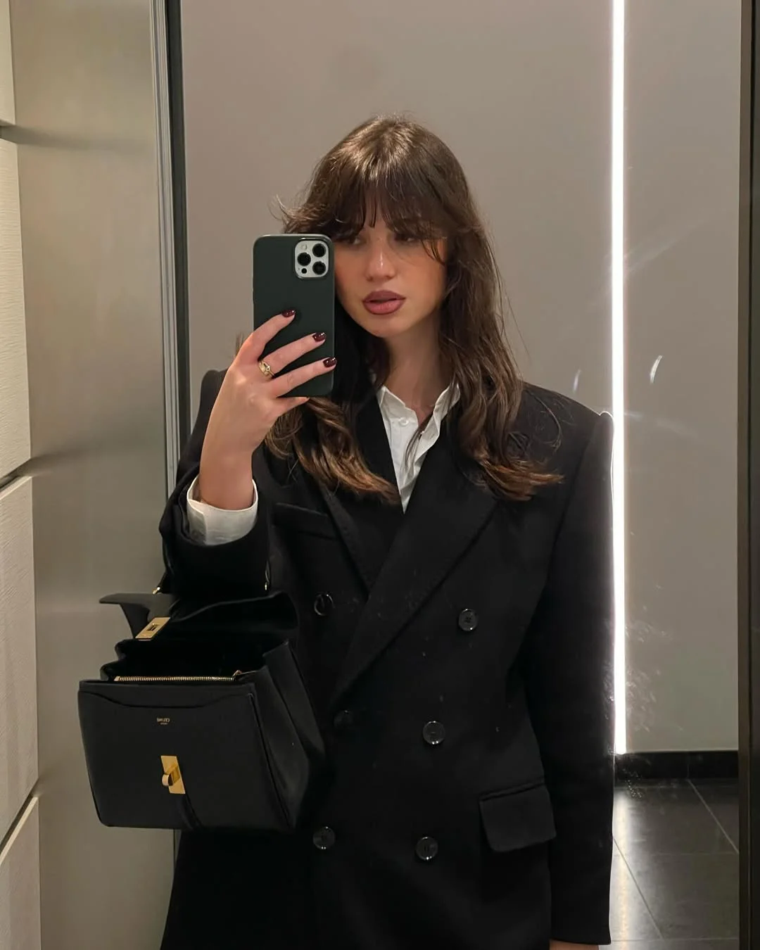 salon summer haircuts with bangs 2026 Dark Soft Layers With Cool Girl Curtain Bangs
