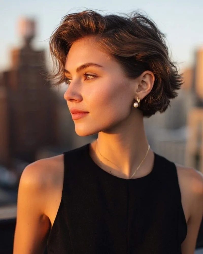 sassy summer short haircuts 2026 Chic Tousled Crop with Side Sweep