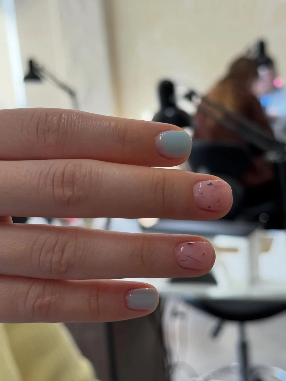 short gel nails summer 2026 Minimalist Mixed Pastel Nails With Tiny Botanical Details