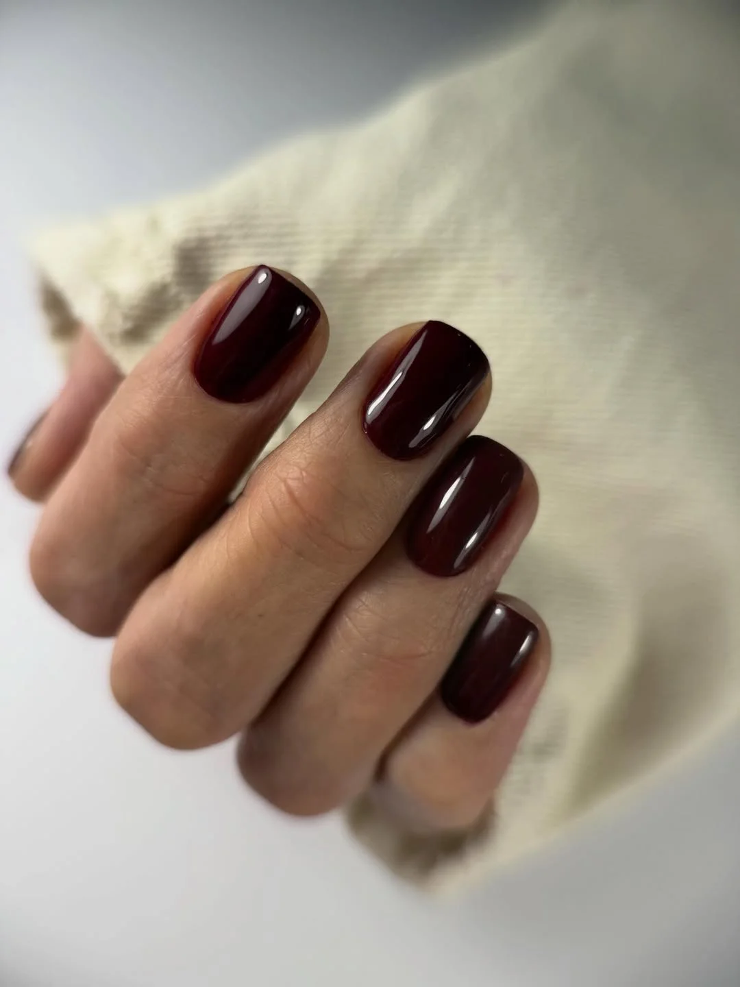 short gel nails summer 2026 Deep Cherry Red Nails for Late Summer Evenings