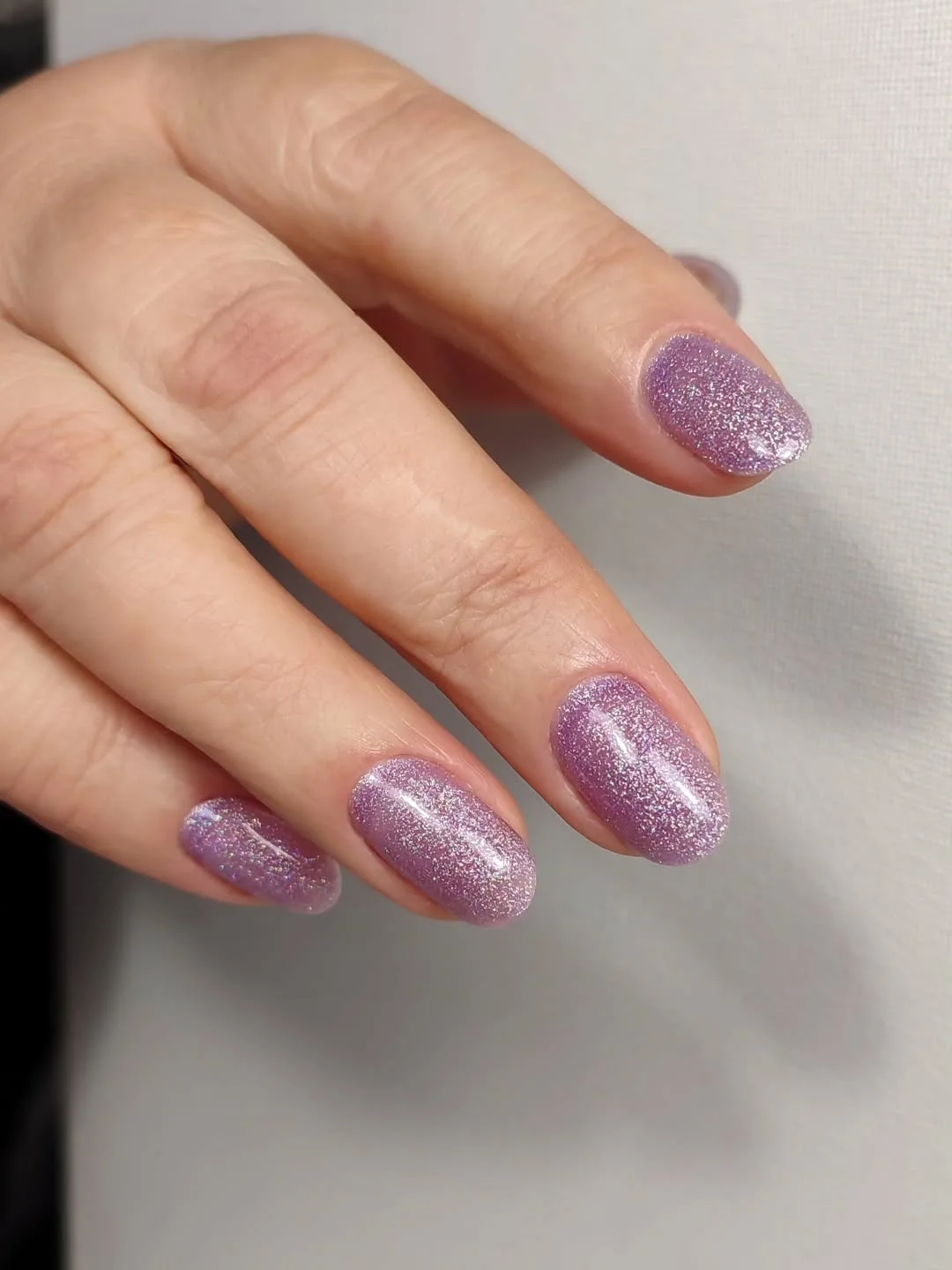 short gel nails summer 2026 Lavender Glitter Nails With a Soft Sugar Sparkle