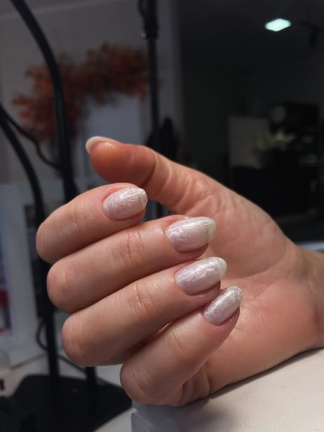 short gel nails summer 2026 Pearl Glazed White Nails With a Soft Satin Texture