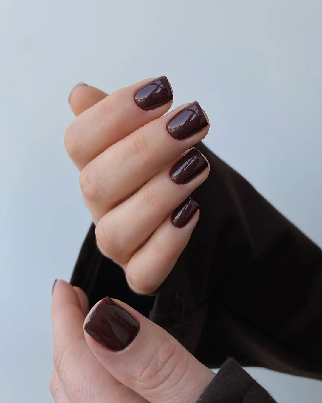 short gel nails summer 2026 Glossy Dark Chocolate Nails That Feel Rich and Sophisticated