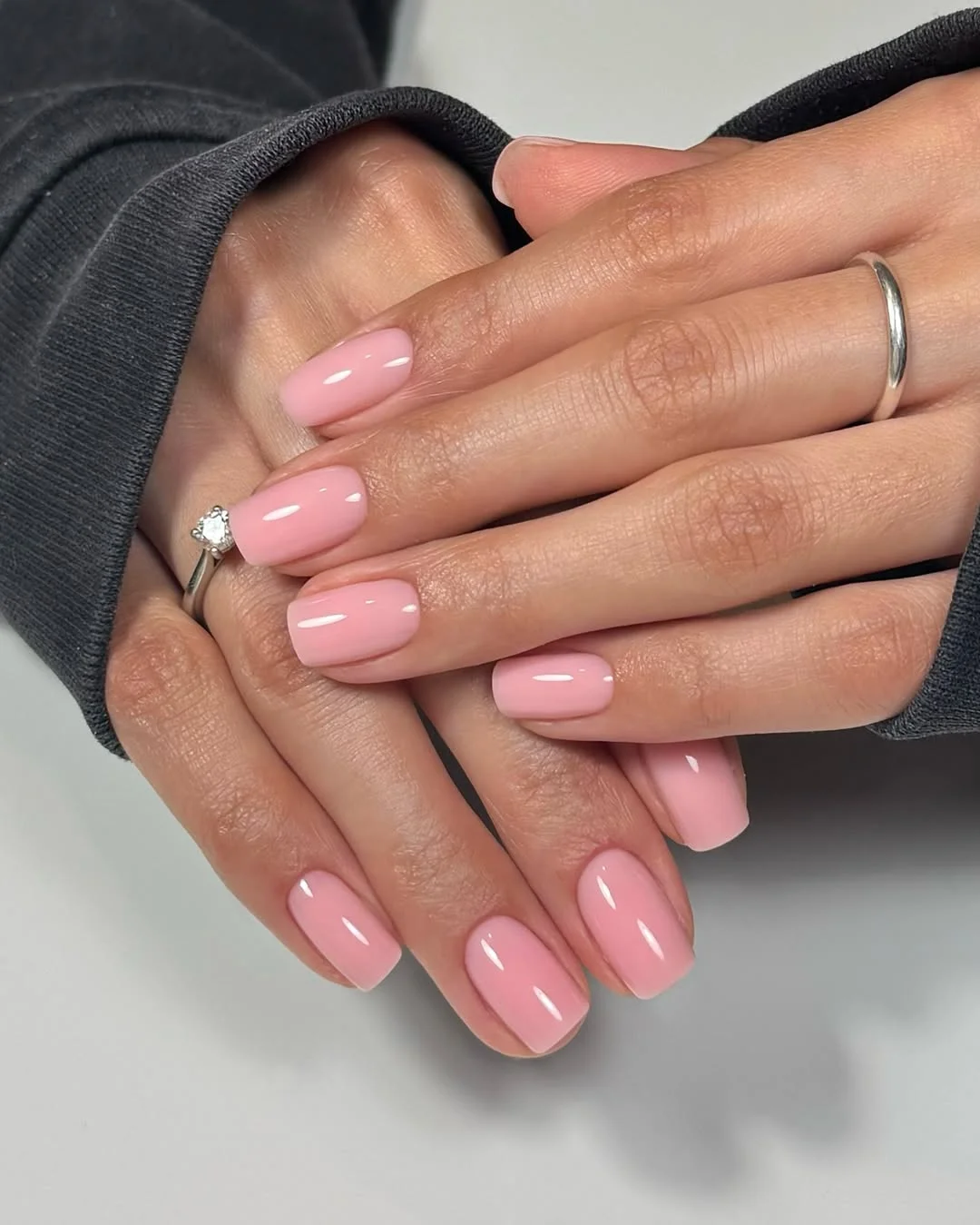 short squoval nails design 2026 Classic Baby Pink Gloss That Never Fails