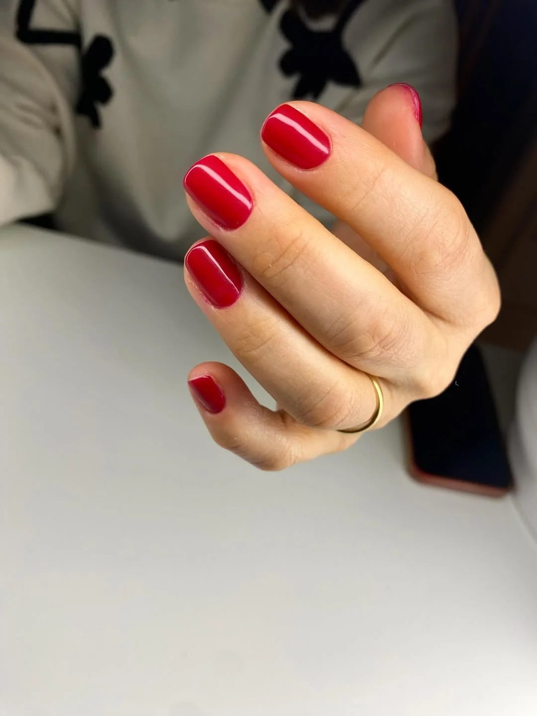 short squoval nails design 2026 Classic Cherry Red for Effortless Confidence