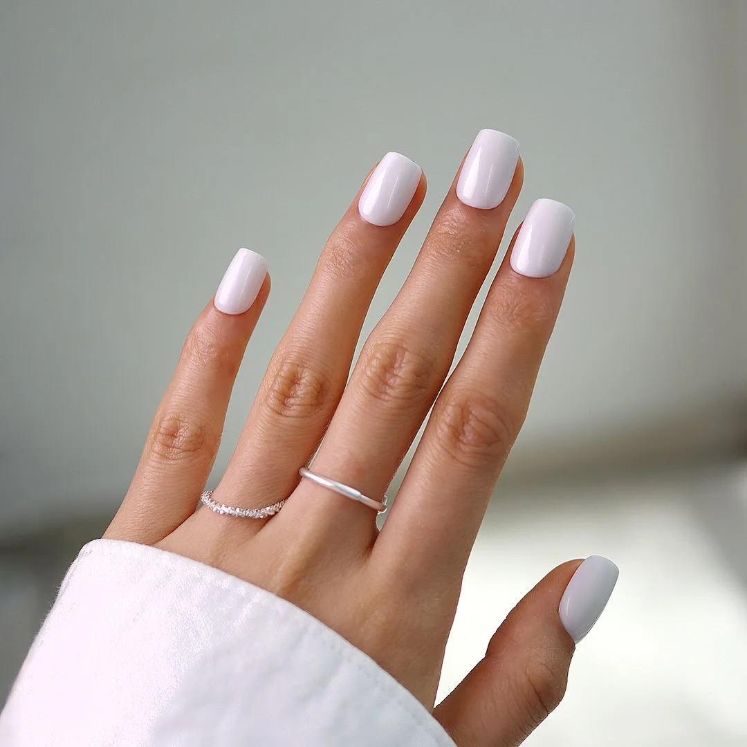 short squoval nails design 2026 Crisp Milky White Nails That Never Go Out of Style