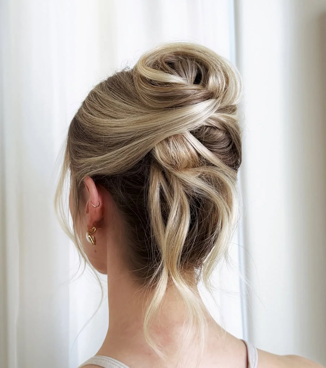 stylish summer updo hairstyles 2026 Elegant Blonde Twist Updo With Soft Ribbon Details