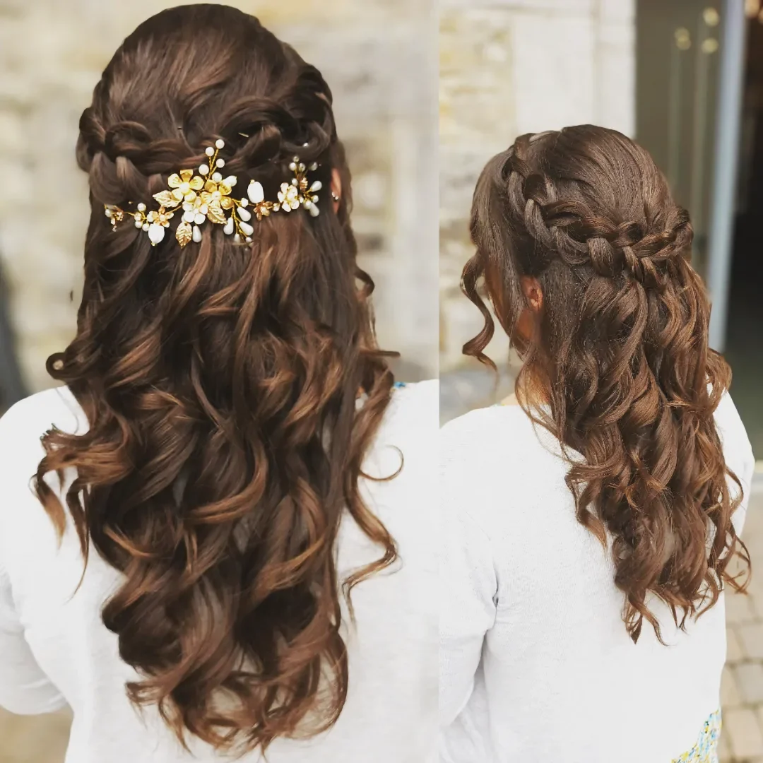 stylish summer wedding guest hairstyles 2026 Romantic Braided Waves with Gold Hair Jewelry