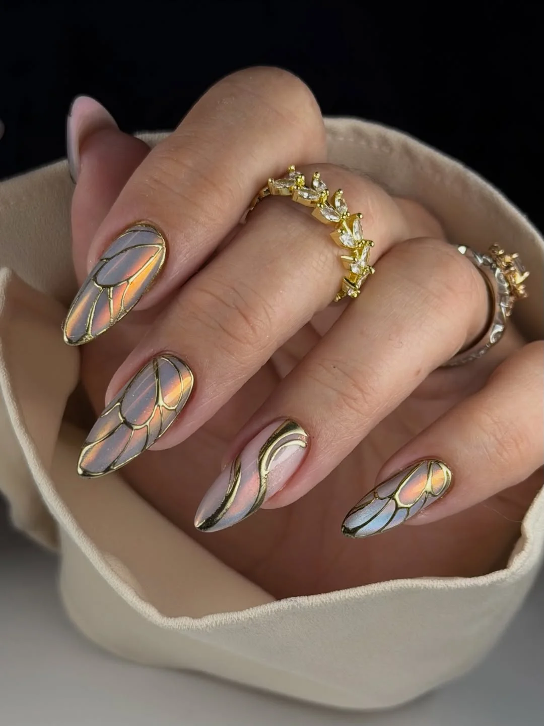summer acrylic nails 2026 Chrome Butterfly Wing Acrylics